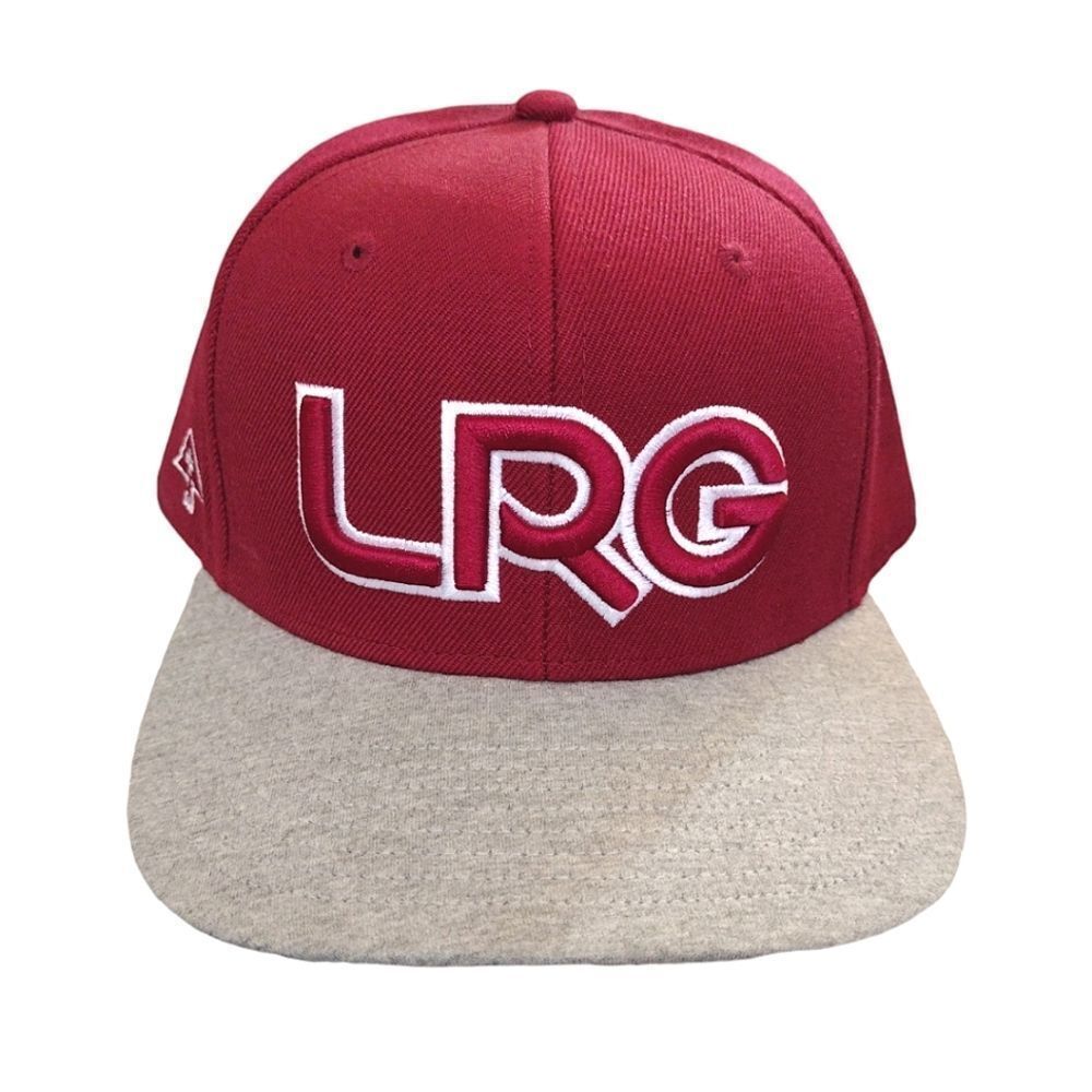 LRG Lifted Research Group Maroon Grey Wool Blend Snapback Hat‎ NWOT